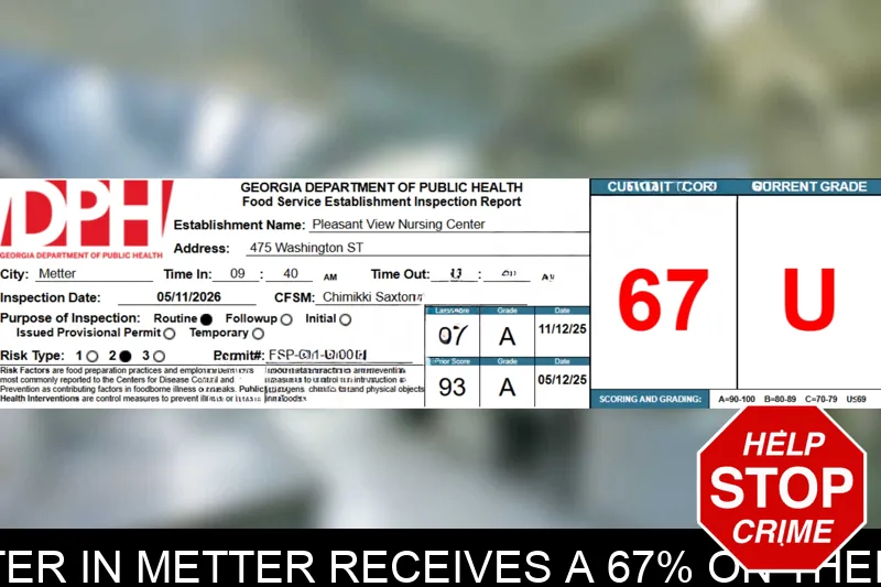 Pleasant View Nursing Center in Metter receives a 67% on their recent health inspection mugshot – Candler County , Georgia Pleasant View Nursing Center in Metter receives a 67% on their recent health inspection mugshot