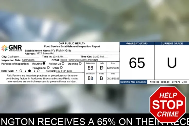 K’s Fish N Grits in Covington receives a 65% on their recent health inspection